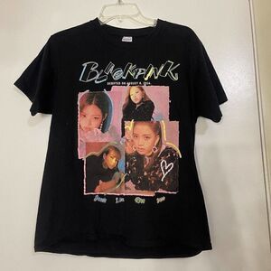 BLACKPINK kpop graphic print Black cotton tshirt size Medium